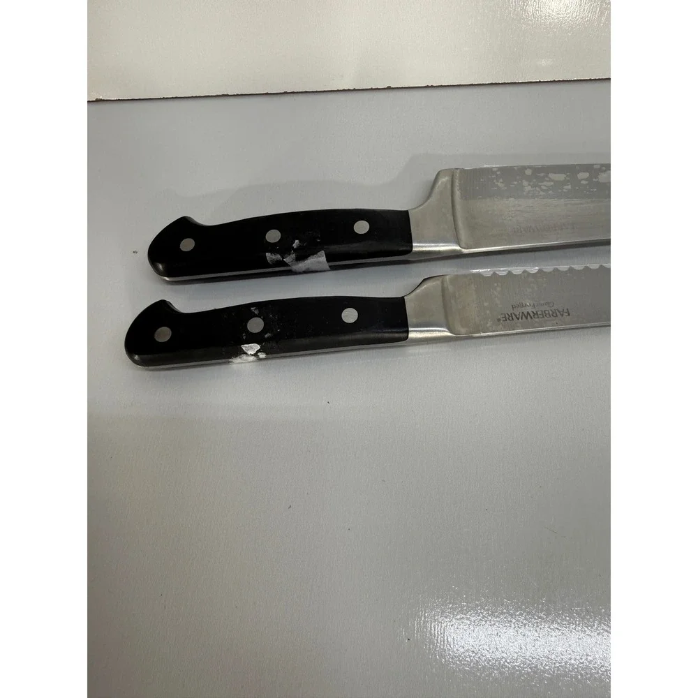 Farberware Classic Forged 8 Inch Chef Knife and Serrated Bread Knife Set Black